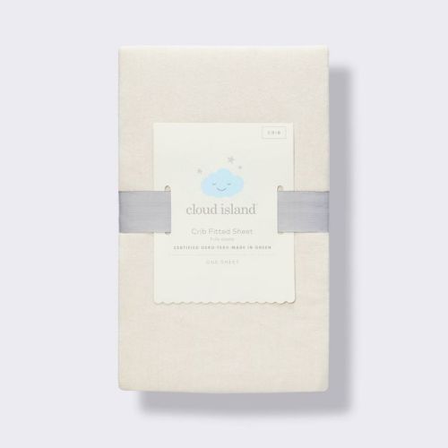 Polyester Rayon Fitted Crib Sheet - Cloud Island™: Cream, Jersey, Standard Crib/Toddler, 6" Maximum Mattress Depth