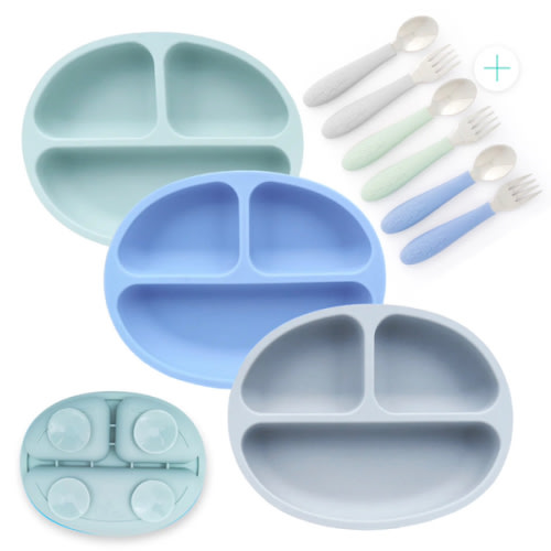 Silicone Suction Plate + Cutlery