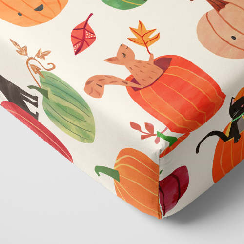 Pumpkin Pals Fitted Crib Sheet | Little Sleepies