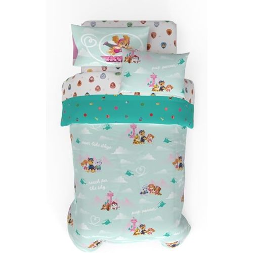 Paw Patrol Girl Skye Kids Bedding Super Soft & Cozy Reverisble Microfiber Comforter and Sheet Set with Sham, 5 Piece Twin Size, (Officially Licensed Product) by Franco