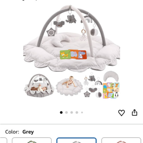 5-in-1 Plush Baby Play Gym, Baby Play Mats, Convertible Baby Gym with Pillow, Tummy time mat, 6 Sensory Toys, Baby Activity Center from Newborn to Toddler, Pet Bed, Cat & Dog Bed, Ball Pit, Grey