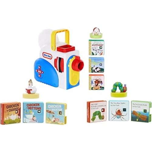 Little-Tikes Story Dream Machine Bundle with Starter Set, Eric Carle Story Collection, and Cluck Cluck Storytime Books – Interactive Projector for Kids Ages 3+ Dream, Play, and Learn