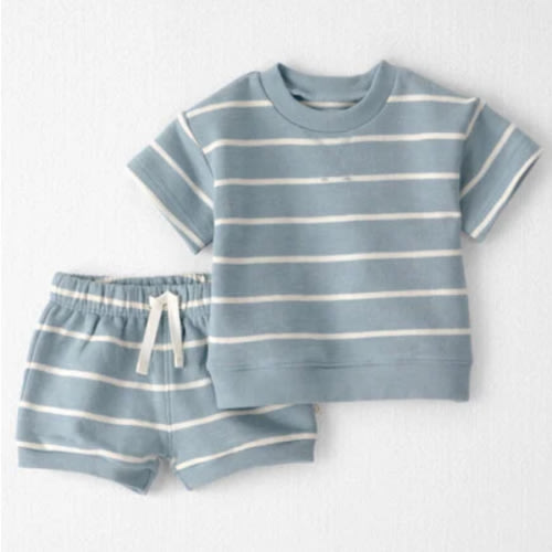 Baby 2-Piece Organic Cotton Top & Short Set in Stripes - Little Planet | Carter's