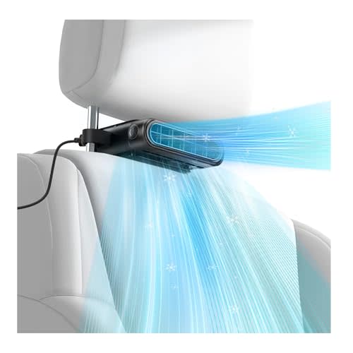 Car Seat Fan with Seatback Cooling Airflow for Driver & Back Seat Passengers, 3-speed Quiet USB Backseat Fan for Baby Rear Facing, Headrest Carseat Fan for Infant, Kids & Dogs