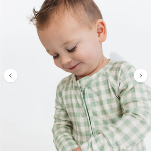 Green Gingham Zipper Romper – In My Jammers