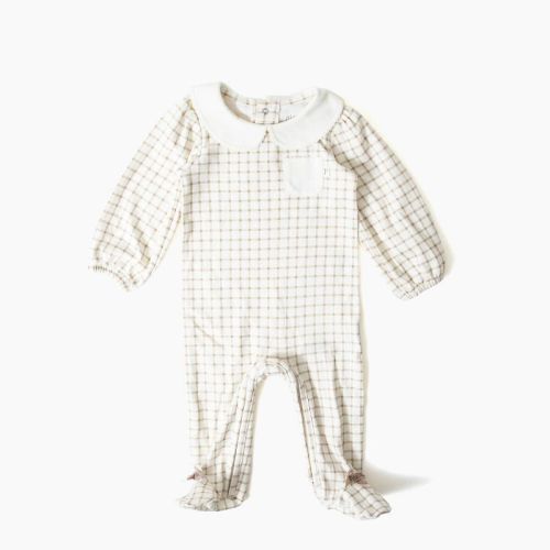Picolette by Olivia Culpo Baby Girls' collared Long Sleeve Sleep N Play - Beige 0-3M