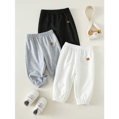 3pcs/Set Baby Boy/Unisex Casual All-Match Sweatpants, Trousers, Sports Pants, School Uniform Pants, Kids Joggers, Suitable For Autumn & Summer