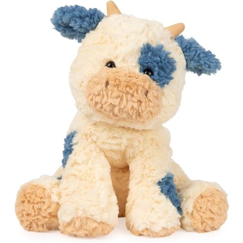GUND Cozys Collection Cow, Stuffed Animal for Ages 1 and Up, Spring Decor Plush Toy, Cream/Blue, 10”