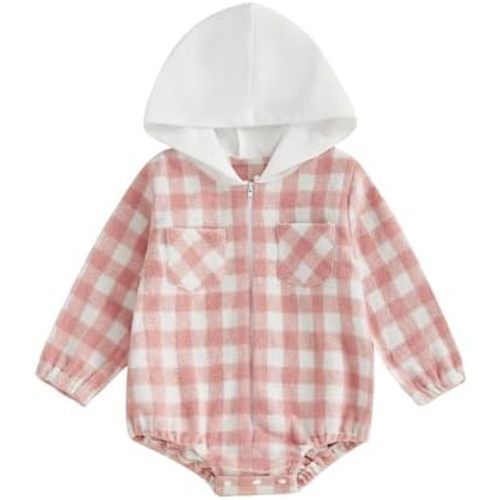 Douhoow Baby Boy Hooded Romper Long Sleeve Boy Plaid Hoodies Baby Jacket Infant Fall Winter Festival Clothes