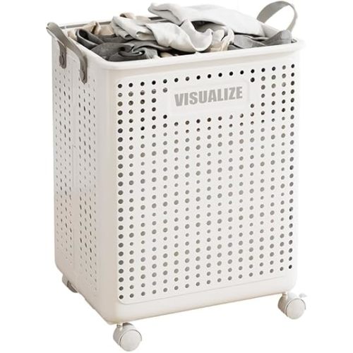 BOHOIDEE X-Large Foldable Laundry Hamper with Wheels and Handle, Collapsible Rolling Laundry Basket, Versatile Portable Storage Basket for Laundry/Bathroom