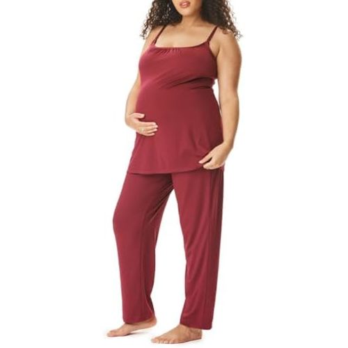 Motherhood Maternity womens Swing Cami & Foldover Pant Set, Lounge Set, Breastfeeding Sleepwear