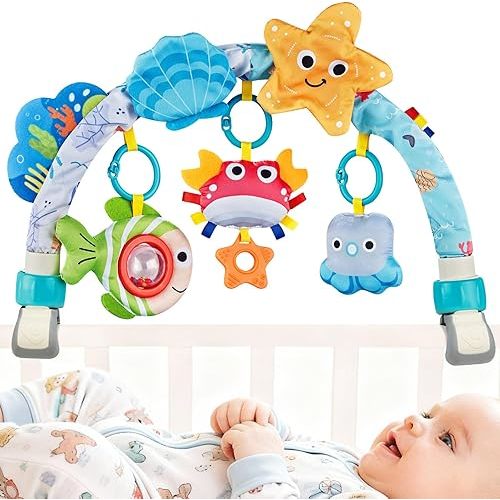 Baby Mobile for Crib, Stroller Crib Mobiles, Car Seat Arch Arm Toys Hanging Bar Attachments for Infants 0-6 6-12 Months, Bassinets Nursery Portable Mobile Pack and Play Boys Girls Clip On