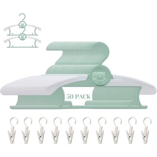 Baby Clothes Hangers 50 Pack, Space Saving for Closet Kids Hangers Green