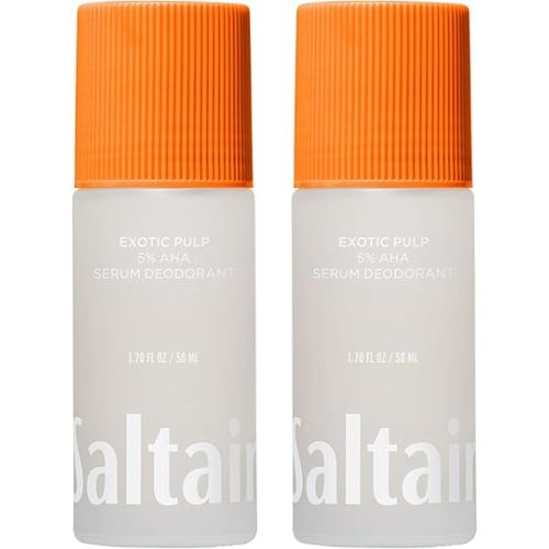 Saltair Serum Deodorant Exotic Pulp 2 Pack. 5% AHA Formula. Lactic Acid and Mandelic Acid Deodorant. Aluminum Free Odor Control for Women and Men. Travel Essentials, 2x 1.7oz Roll On