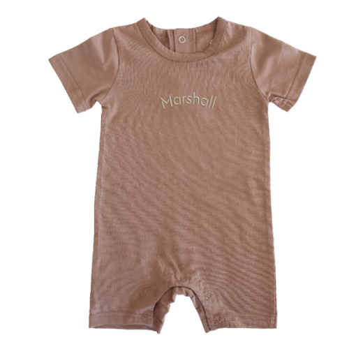 Embroidered Short Sleeve Snap Romper