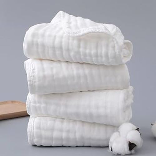 10 Pack Muslin Burp Cloths 100% Cotton Large 20''×10'' Thickened Baby Burp Cloths Super Soft and Highly Absorbent, Newborn Washcloth (White)