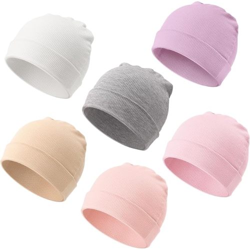 DRESHOW BQUBO 6 Pack Baby Newborn Hats Set for Unisex Infant Newborn Toddler Soft Beanie Hat for Boys Girls 0-24 Months