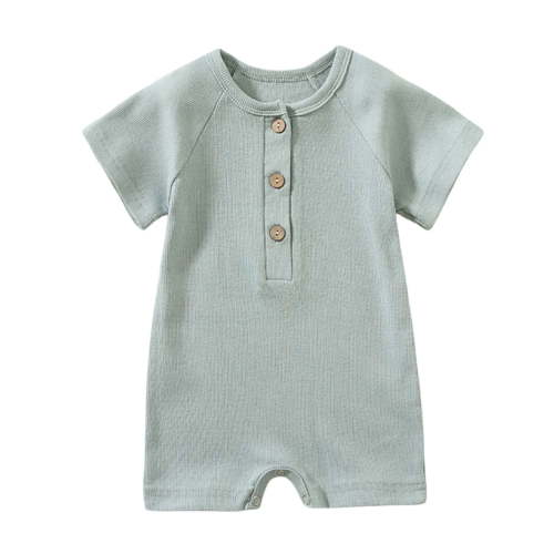 KAOOCXU Lovely Onesie For Boys Solid Color Short Sleeve O-Neck Infant Summer Romper Newborn 3 Button Up Cotton Jumpsuit Designed Cozy Breathable Daily Wear