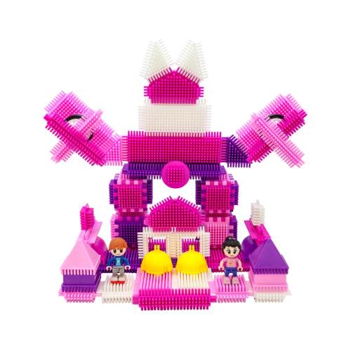 PicassoTiles 106pc Pink Castle Hedgehog Building Blocks Basic Building Set