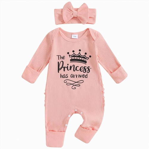 mgoYE Newborn Baby Girl Outfit Sweatshirt Romper Long Sleeve Jumpsuit Preemie Coming Home Outfit(Pink,NewBorn)