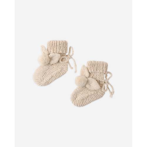 Bunny Knit Booties Ecru