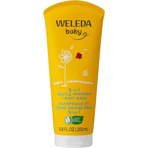 Weleda Baby Calendula 2-in-1 Gentle Shampoo and Body Wash, 6.8 Fluid Ounce, Plant Rich Cleanser with Calendula and Sweet Almond Oil
