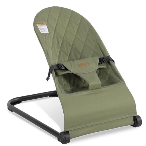 Baby Bouncer,Baby Bouncer Seat,Portable Infant Bouncer with 3-Point Safety Harness,Ergonomic Bouncy seat, Bouncer for Babies 0-6 Months up to 20lbs (Green)