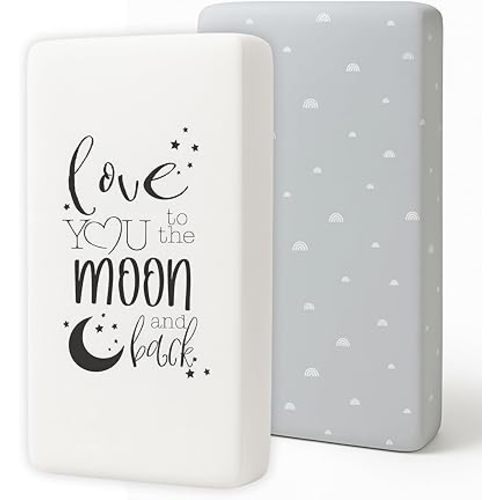 Crib Sheets Fitted 2 Pack 52x28 - Baby Crib Sheets, Toddler Bed Sheets, Cotton Sheets, Neutral Design, Woodland Nursery Decor, Soft & Hypoallergenic, 2 Pack