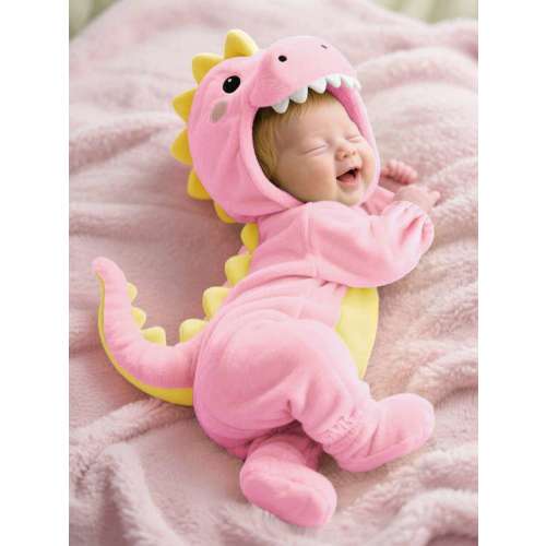 SHEIN Newborn Cute Funny Crystal Plush 3D Dinosaur Shaped Romper, Long Sleeve & Pants Jumpsuit Dinosaur Baby Clothes Baby Fancy Dress Baby Dinosaur Outfit | SHEIN USA