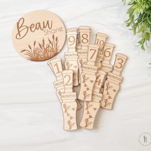 Duck Call Monthly Milestones Markers For Baby Photos | Monthly Milestone Markers | Outdoorsmen Milestone Markers | Duck Call Milestones
