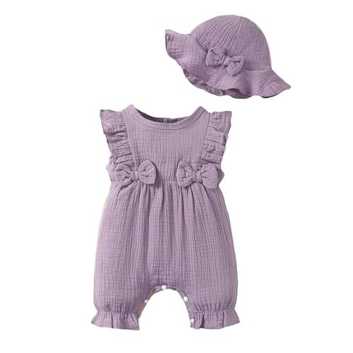 SUNNY PIGGY Newborn Baby Girl Clothes Baby Girl One Piece Romper Fall Winter Long Sleeve with Hat Sets Cute Infant Outfits
