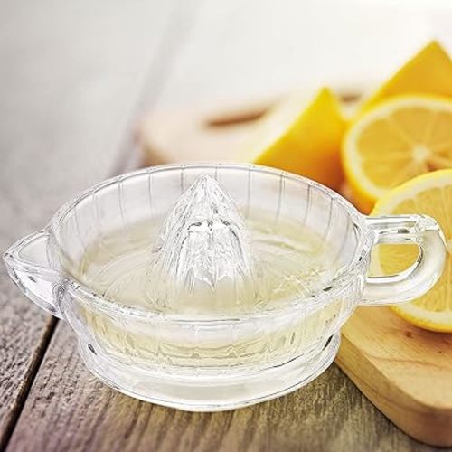 Glass Lemon Squeezer, Small Citrus Squeezer, Citrus Juicer Lemon Squeezer,Manual Clear Glass Reamer Cyrstal Manual with Handle and Pouring Mouth Juicer Heavyweight Glass(#1)