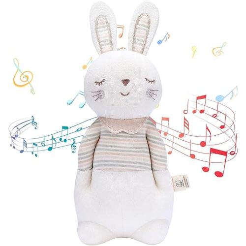 Newborn Baby Toys, Soft Cotton Stuffed Bunny Toy with Lullaby Music for Boy & Girl Babies 0-3-4-6+ Months,Easter Gift for Baby (Mrs.Bunny)