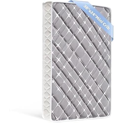 Mini Crib Mattress - 38x24x4 Inch- Dual Sided with Firm Support and Comfort Foam- Breathable, Quiet and Odorless, Fits Most Mini Cribs (Does Not Fit Playard or Standard Crib)