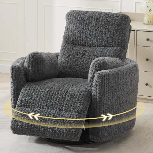 Power Swivel Glider Recliner Chair with 2 Pillows,USB & Type-C Charging Ports,Rocking Nursery Armchair for Living Room or Bedroom Gray