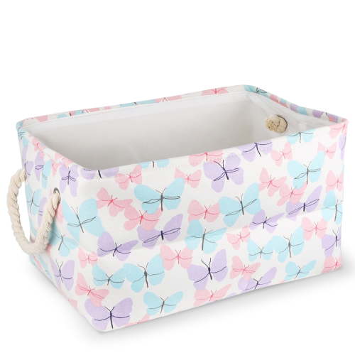 Freestanding Laundry Hamper, Collapsible Large Clothes Basket with Easy Carry Extended Handles for Clothes Toys in Bedroom, Bathroom (Butterfly)