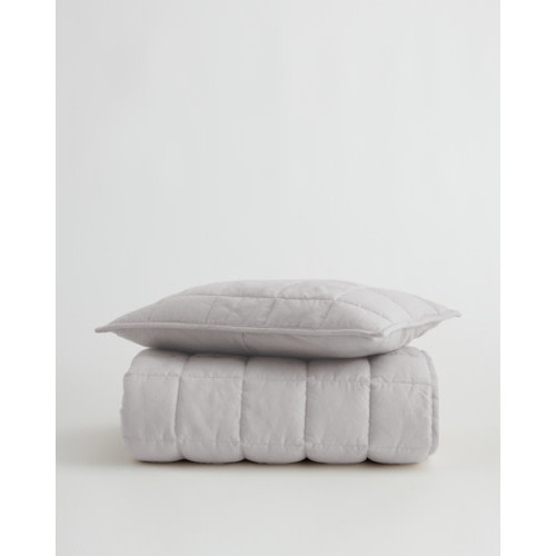 European Linen Toddler Quilt & Sham Set in Light Grey