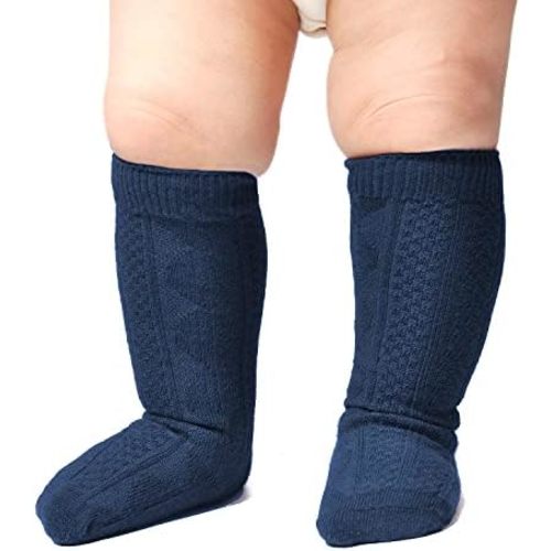 EPEIUS Baby Knee High Socks Seamless Cotton Cable Knit Socks for Girls Boys