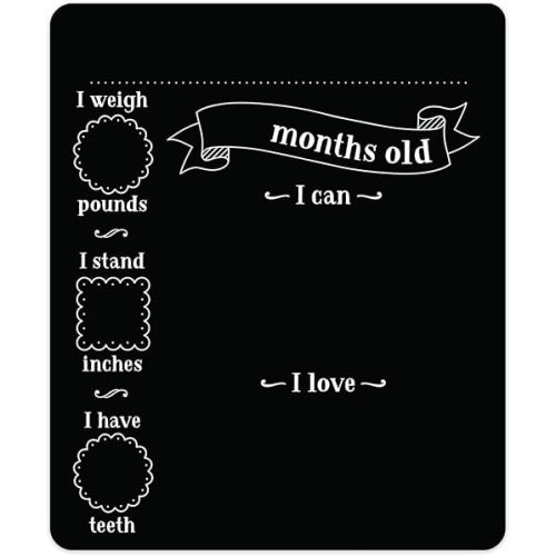 Monthly Baby Stats and Milestones Sign/Months Old Reusable Plastic Board / 10" x 12" Gender Neutral Black Photo Prop