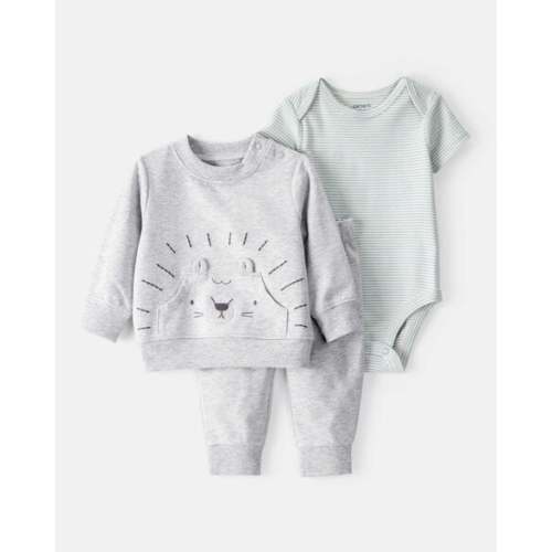 Baby Boy 3-Piece Lion Little Pullover Set - Grey/Green | Carter's