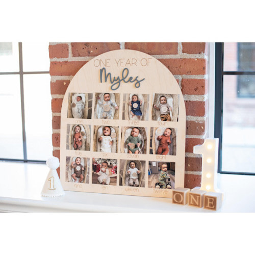 HarpAndTimbrel My First Year One Year of Photo Board Wooden Milestone Board
