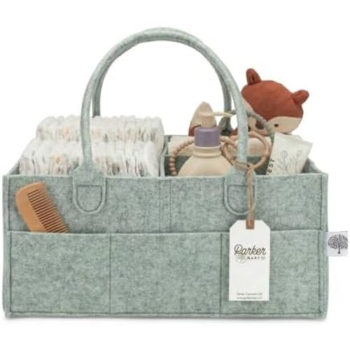 Parker Baby Co. Felt Diaper Caddy Organizer - Large, Sage