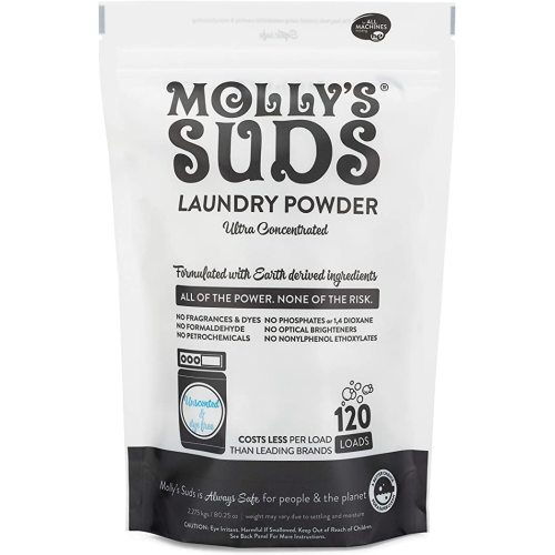 Molly's Suds Original Laundry Detergent Powder | Natural Laundry Detergent Powder for Sensitive Skin | Earth-Derived Ingredients, Stain Fighting | 120 Loads (Unscented) - 5 Pounds