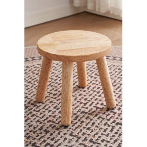 Millwood Pines Solid Wood Stool Footstool,Small Round Wooden Ottoman,Plant Stand, Wood Accent Stool & Reviews | Wayfair