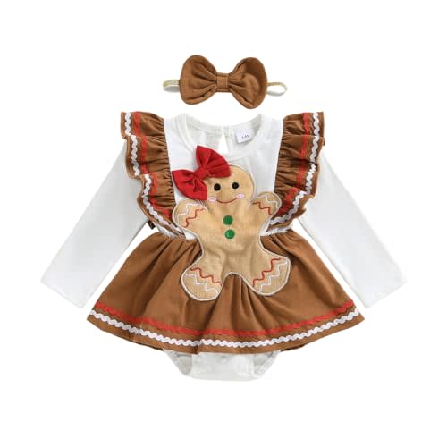 YINGISFITM Baby Girl Christmas Outfit Long Sleeve Romper Dress Santa Onesie Newborn Christmas Clothes for Girls