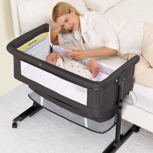 Zoomie Kids 3 In 1 Infant Bassinet Crib Side Sleeper, Crib Side Crib, Adjustable Infant Bassinet With Wheels, Storage Basket, Mattress, Easy To Assemble And Fold Portable Infant Bassinet | Wayfair
