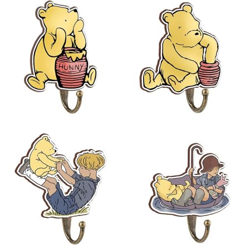 Winnie Nursery Bathroom Bedroom Decor, 4 Pcs Tigger Winnies Decorative Wall Hooks Wooden Hooks, Winnie Nursery Hook Cute Towel Hanger, The Pooh Home Decoration