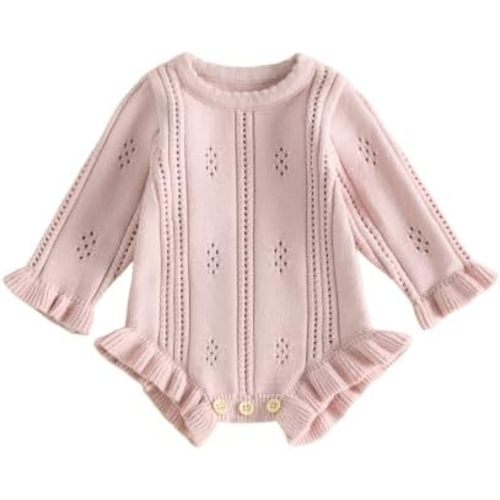 Kupretty Newborn Baby Girl Coming Home Outfit Ruffle Knit Sweater Romper