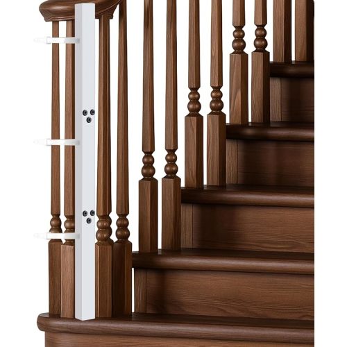 Chunful 1 Pack Universal Baby Gate Banister Adapter Wood No Hole Stairway Banister Adapter Mounting Kit for Pet Fit Round, Square, Irregular Post up to 42" Tall, Gate Not Included (White)