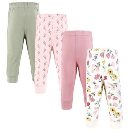 Hudson Baby Girls Cotton Pants and Leggings, Soft Painted Floral, 0-3 Months